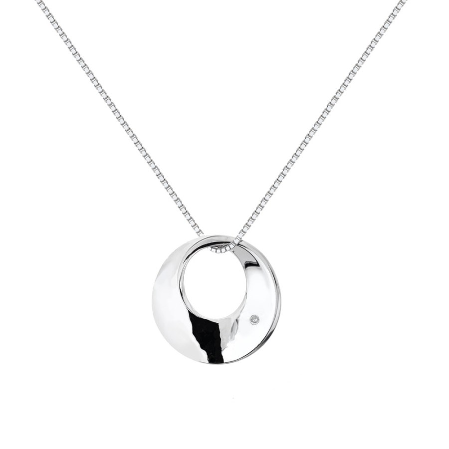 Hot Diamonds Elegantní stříbrný náhrdelník s diamantem Quest DP787 (řetízek, přívěsek) - Náhrdelníky