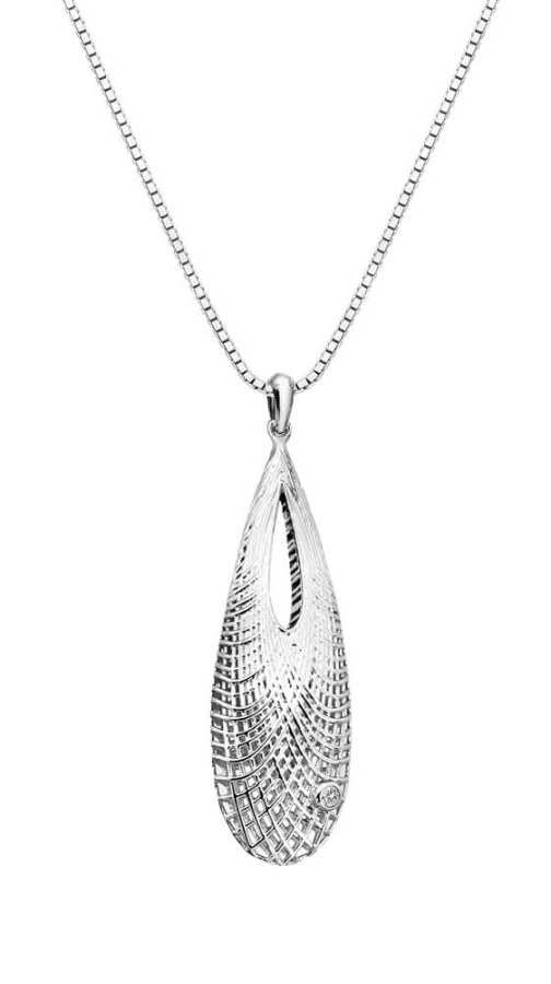 Hot Diamonds Elegantní stříbrný náhrdelník s diamantem Quest DP831 (řetízek, přívěsek) - Náhrdelníky