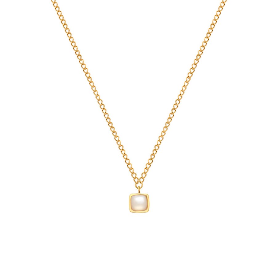 Hot Diamonds Jemný pozlacený náhrdelník s perletí a diamantem Gemstones DN198 - Náhrdelníky