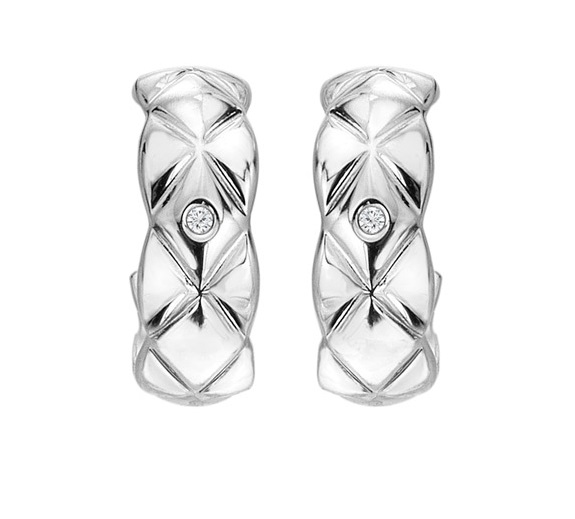Hot Diamonds Nadčasové stříbrné náušnice s diamanty a topazy Quilted DE743 - Náušnice Kruhy