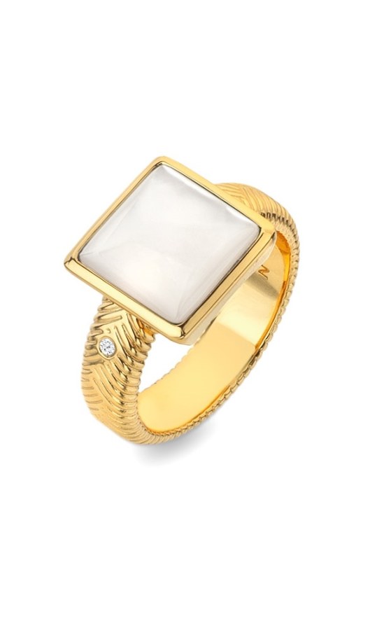Hot Diamonds Pozlacený prsten s diamantem a perletí Jac Jossa Soul DR247 51 mm - Prsteny Prsteny s kamínkem