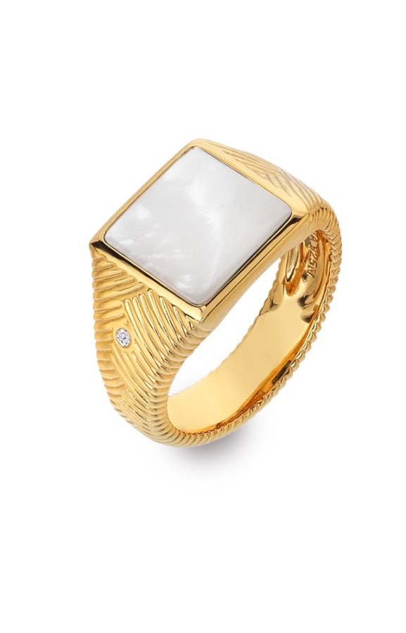 Hot Diamonds Pozlacený prsten s diamantem a perletí Jac Jossa Soul DR249 52 mm - Prsteny Prsteny s kamínkem