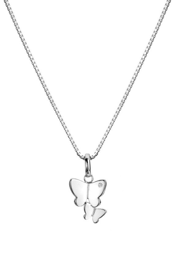 Hot Diamonds Půvabný stříbrný náhrdelník s diamantem Flutter DP912 (řetízek, přívěsek) - Náhrdelníky