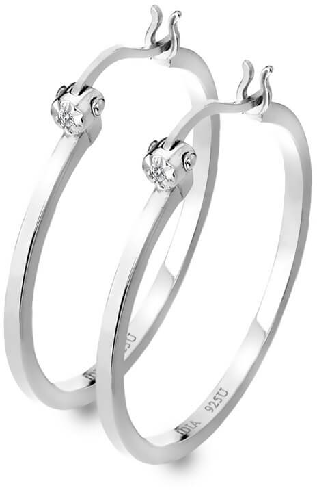 Hot Diamonds Stříbrné kruhové náušnice s diamanty Hoops DE625 - Náušnice Kruhy