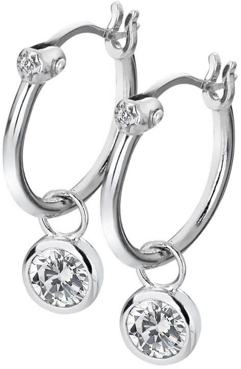 Hot Diamonds Stříbrné kruhové náušnice s diamanty 2v1 Hoops Topaz DE628 - Náušnice Kruhy