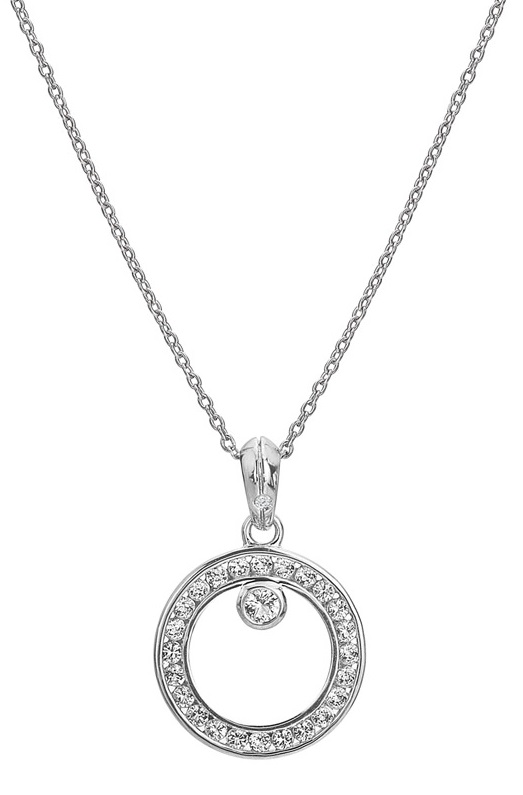 Hot Diamonds Stříbrný náhrdelník s diamantem a topazy Orbit DP929 (řetízek, přívěsek) - Náhrdelníky