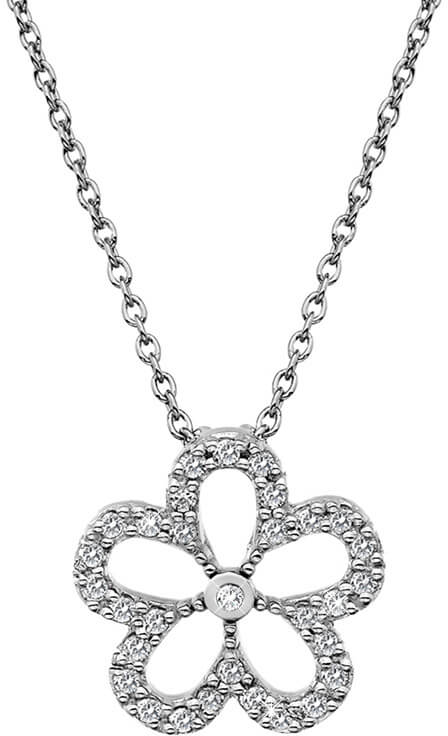 Hot Diamonds Stříbrný náhrdelník s pravým diamantem Daisy DP720 (řetízek, přívěsek) - Náhrdelníky