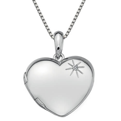 Hot Diamonds Stříbrný náhrdelník Hot Diamonds Memoirs Heart Locket DP495 (řetízek, přívěsek) - Náhrdelníky