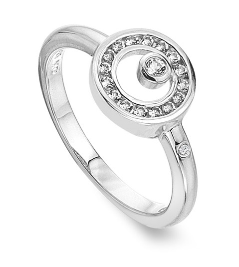 Hot Diamonds Třpytivý stříbrný prsten s diamantem a topazy Orbit DR259 50 mm - Prsteny Prsteny s kamínkem