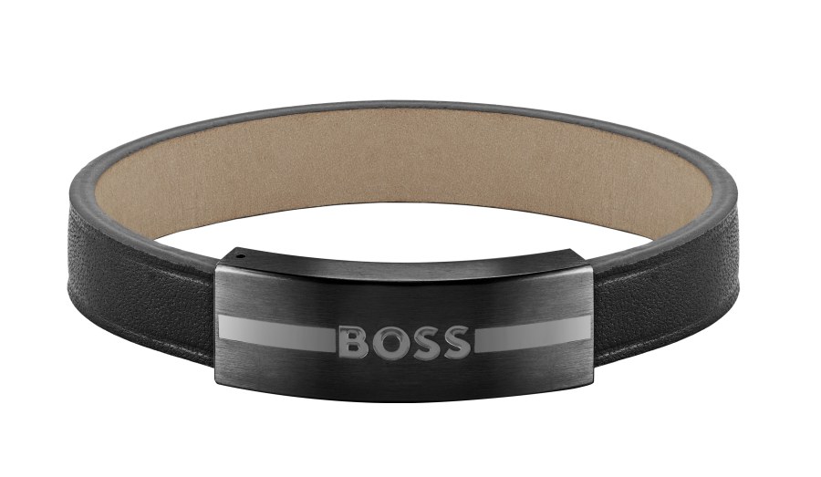 Hugo Boss Fashion kožený černý náramek 1580490 19 cm - Náramky Kožené náramky