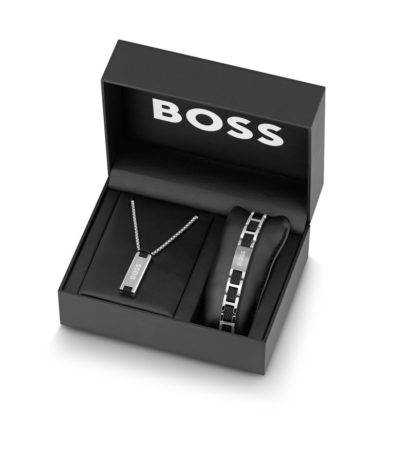 Hugo Boss Moderní sada šperků pro muže Sakis 1570151 (náhrdelník, náramek)