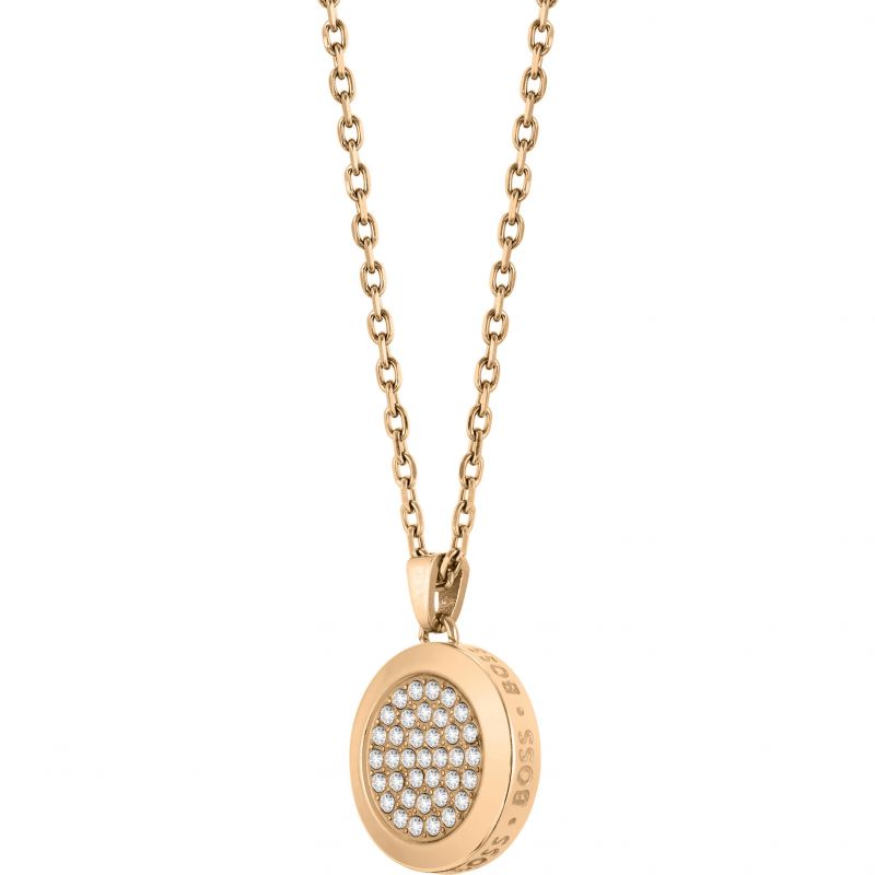 Hugo Boss Oslnivý bronzový náhrdelník s krystaly Medallion 1580383 - Náhrdelníky