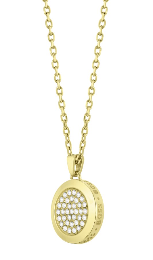Hugo Boss Oslnivý pozlacený náhrdelník s krystaly Medallion 1580300 - Náhrdelníky
