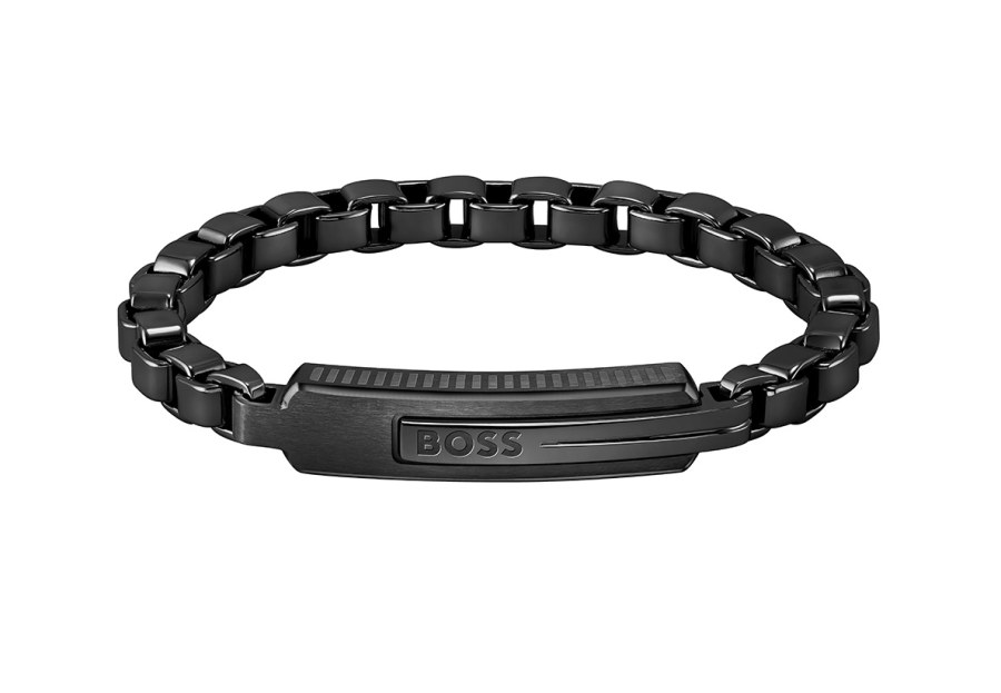 Hugo Boss Slušivý černý náramek Orlado 1580358 17,5 cm - Náramky Řetízkové náramky