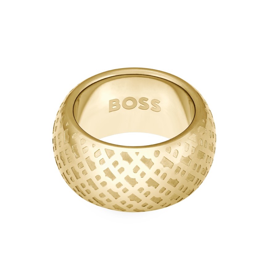 Hugo Boss Výrazný pozlacený prsten pro ženy 1580589 55 mm - Prsteny Prsteny bez kamínku