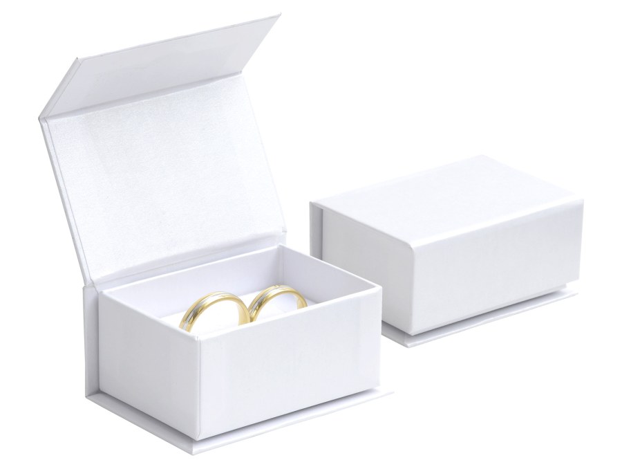 JK Box Bílá dárková krabička na snubní prsteny VG-7/AW - Dárkové krabičky na šperky Krabičky na snubní prsteny