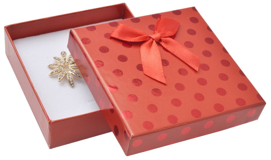 JK Box Červená dárková krabička s puntíky a mašličkou KC-5/A7 - Dárkové krabičky na šperky Krabičky na šperky Krabičky na šperky - velké