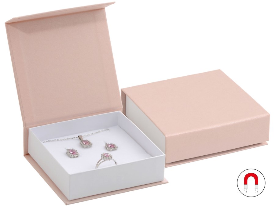 JK Box Pudrově růžová dárková krabička na soupravu šperků VG-5/A5/A1