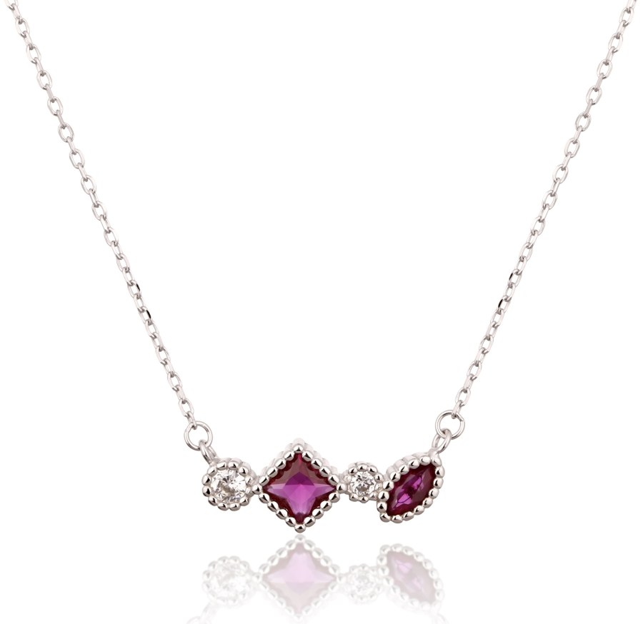 JVD Elegantní stříbrný náhrdelník s barevnými zirkony SVLN0532SH2R145 - Náhrdelníky