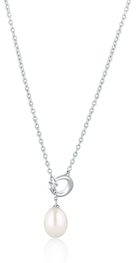 JVD Něžný stříbrný náhrdelník s pravou perlou SVLN0694SD2P145
