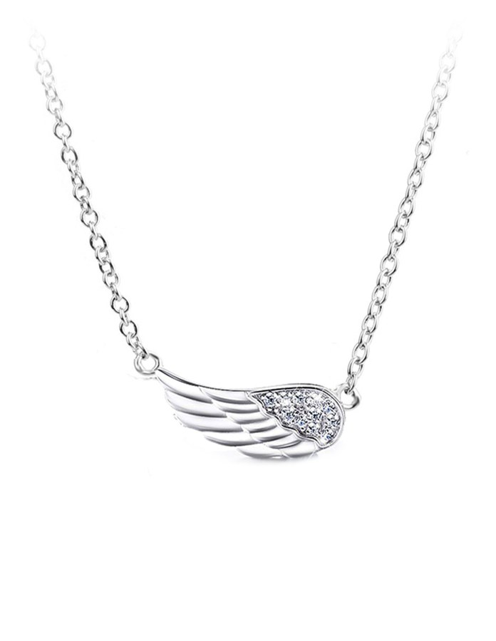 JVD Něžný stříbrný náramek se zirkony Andělské křídlo SVLB0218XH2BI18 - Náramky Náramky se symboly