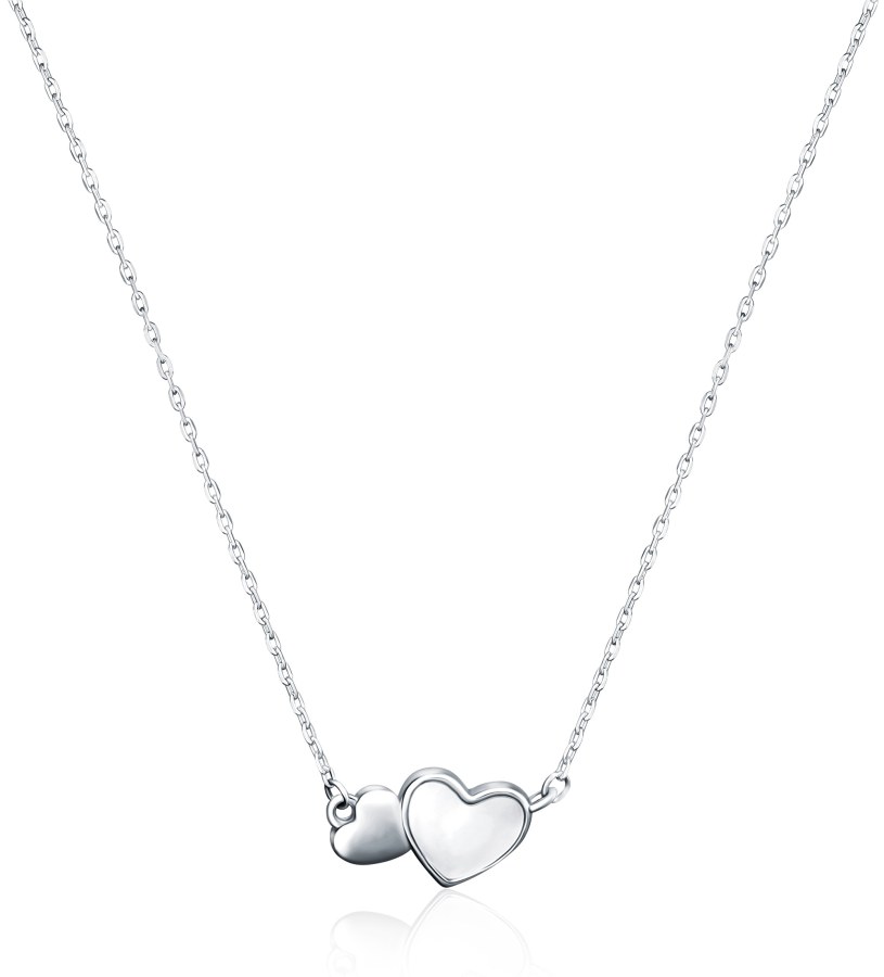 JVD Romantický stříbrný náhrdelník Spojená srdce SVLN0204XH2PL45 - Náhrdelníky