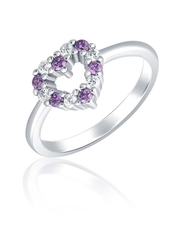 JVD Romantický stříbrný prsten se zirkony SVLR0434SH2BF 50 mm - Prsteny Prsteny s kamínkem