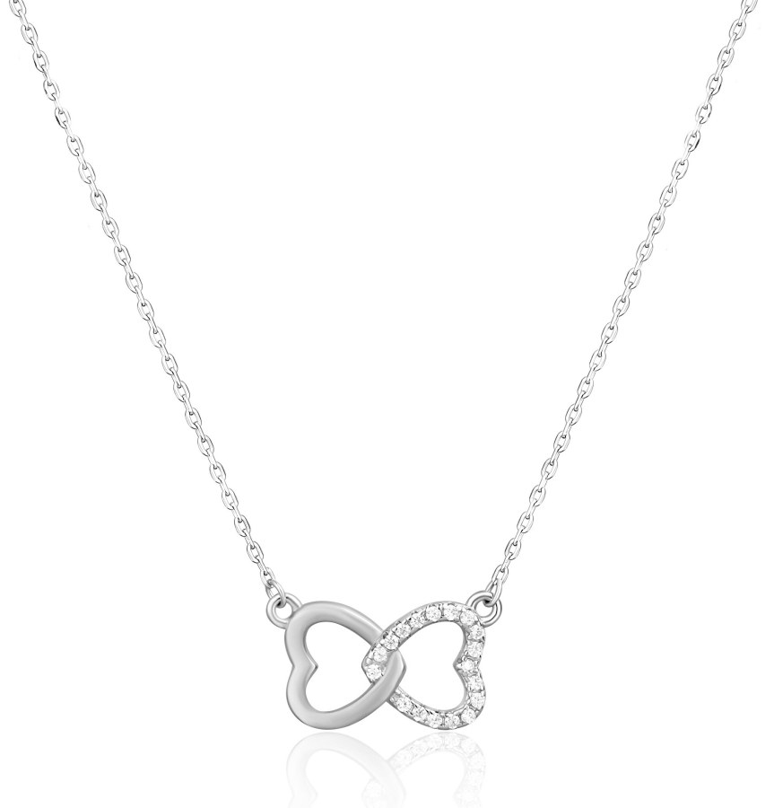 JVD Třpytivý stříbrný náhrdelník Propojená srdce SVLN0422XH2BI45 - Náhrdelníky
