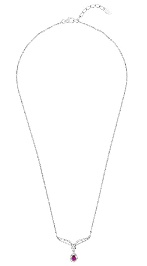 JVD Slušivý stříbrný náhrdelník s rubínem a zirkony SVLN0660SH8R100 - Náhrdelníky