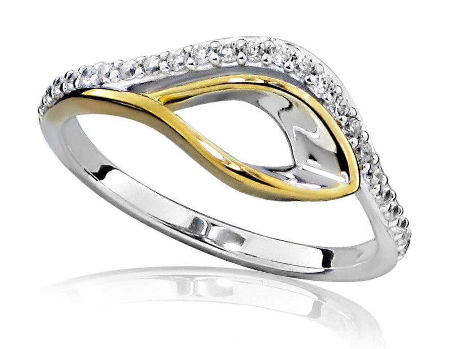 JVD Stříbrný bicolor prsten se zirkony SVLR0246SH8BK 58 mm - Prsteny Prsteny s kamínkem