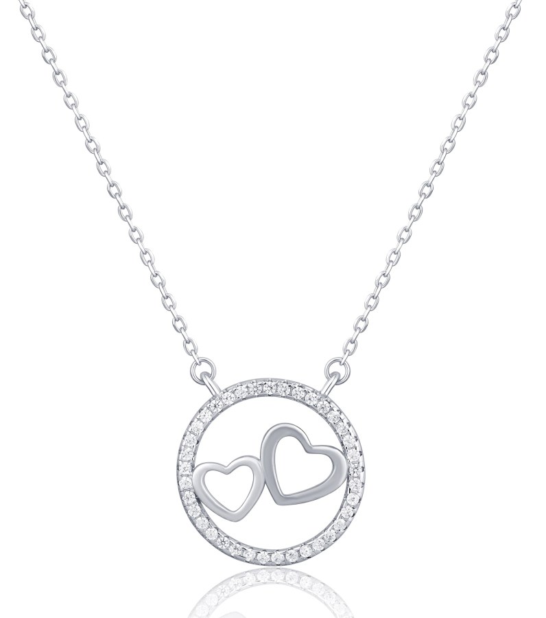 JVD Zamilovaný náhrdelník ze stříbra se zirkony SVLN0435XH2RO45 - Náhrdelníky