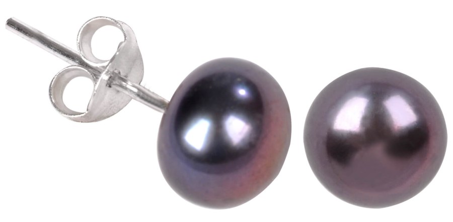 JwL Luxury Pearls Náušnice z pravých kovově modrých perel JL0028 - Náušnice Pecky