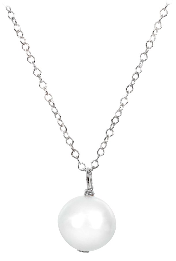 JwL Luxury Pearls Pravá perla bílé barvy na stříbrném řetízku JL0087 (řetízek, přívěsek) - Náhrdelníky