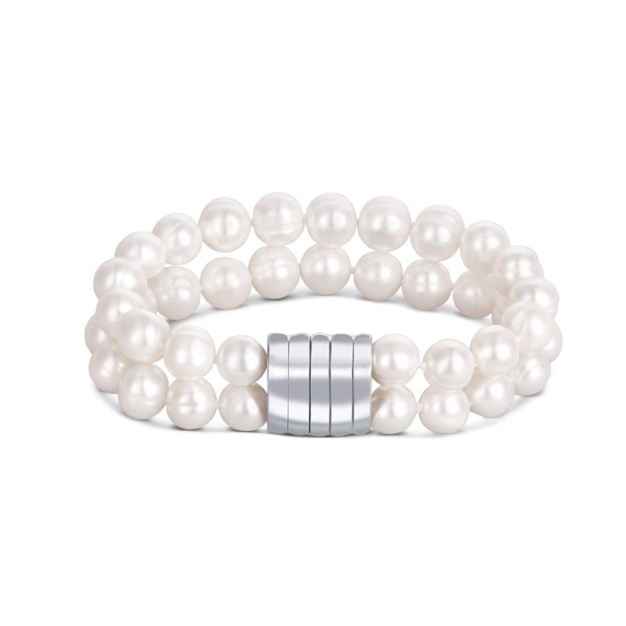 JwL Luxury Pearls Dvojitý/dvouřadý náramek z pravých bílých perel JL0598 - Náramky Perlové náramky