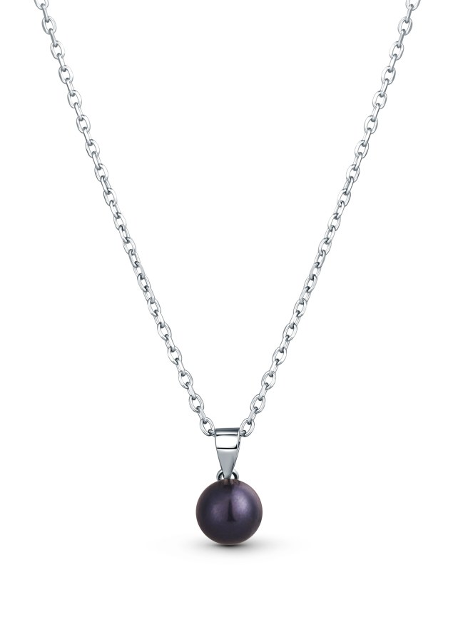 JwL Luxury Pearls Jemný stříbrný náhrdelník s pravou černou perlou JL0836 (řetízek, přívěsek) - Náhrdelníky