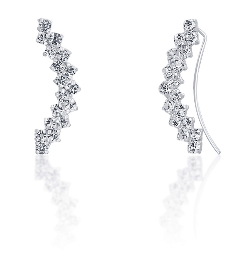 JwL Luxury Pearls Podélné třpytivé náušnice s krystaly JL0689
