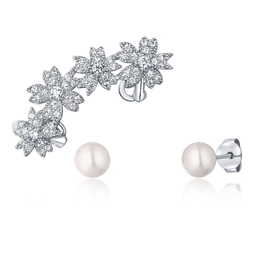 JwL Luxury Pearls Nádherný set perlových náušnic (1x záušnice, 2x pecková náušnice) JL0781 - Náušnice Pecky