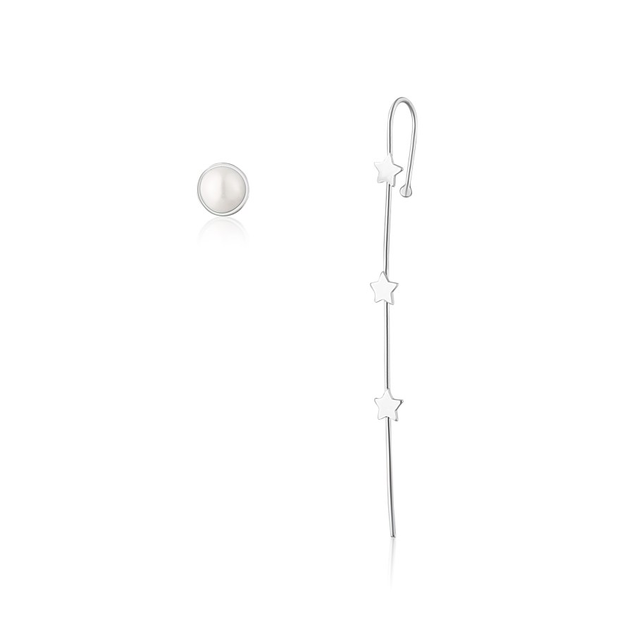 JwL Luxury Pearls Originální stříbrné asymetrické náušnice JL0812 - Náušnice Pecky