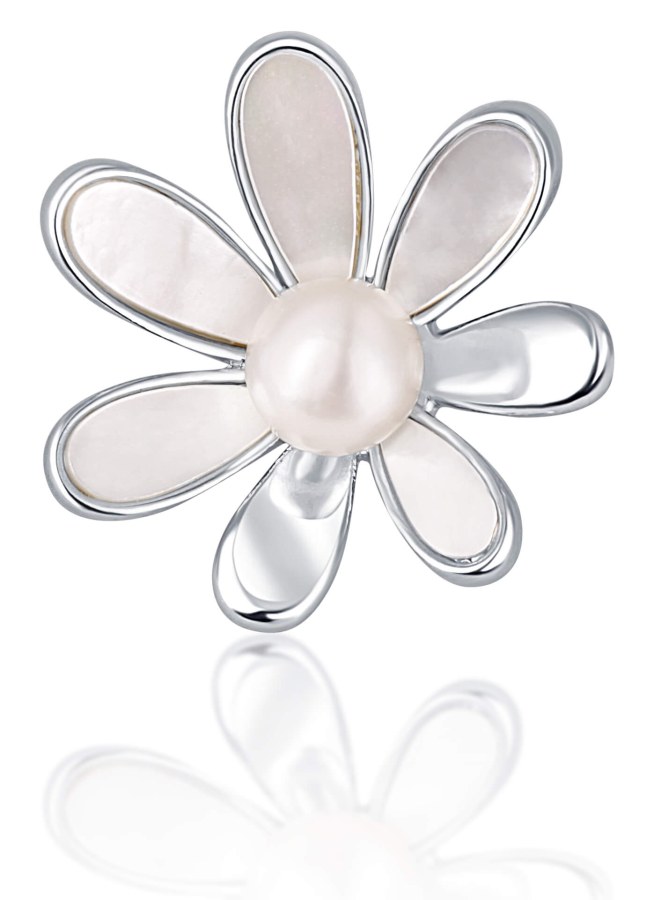 JwL Luxury Pearls Perlová brož 2v1 s pravou bílou perlou a perletí JL0660 - Brože