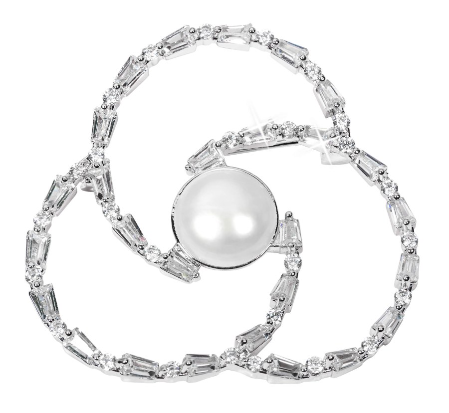 JwL Luxury Pearls Perlová brož trojlístek s krystaly JL0519 - Brože