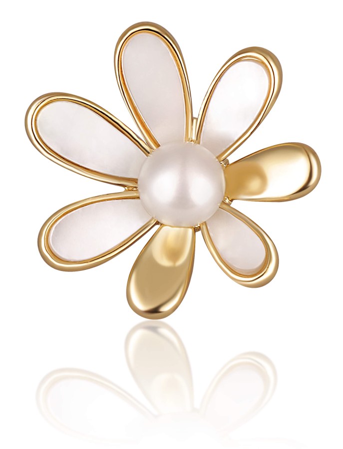 JwL Luxury Pearls Pozlacená brož 2v1 s pravou bílou perlou a perletí JL0661 - Brože
