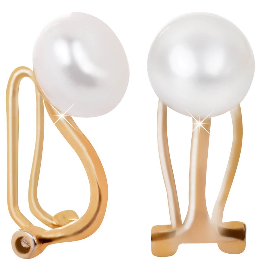 JwL Luxury Pearls Pozlacené náušnice klipsy s pravou perlou JL0399 - Náušnice Ostatní typy náušnic