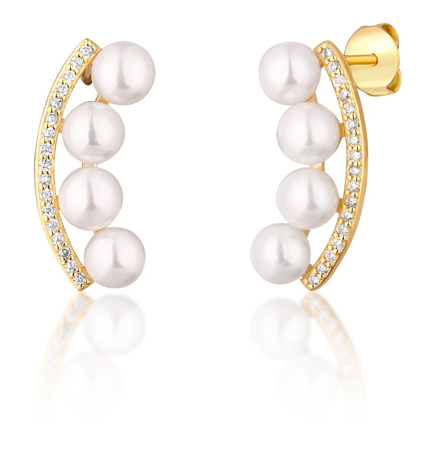 JwL Luxury Pearls Pozlacené náušnice s říčními perlami a zirkony JL0745 - Náušnice Ostatní typy náušnic