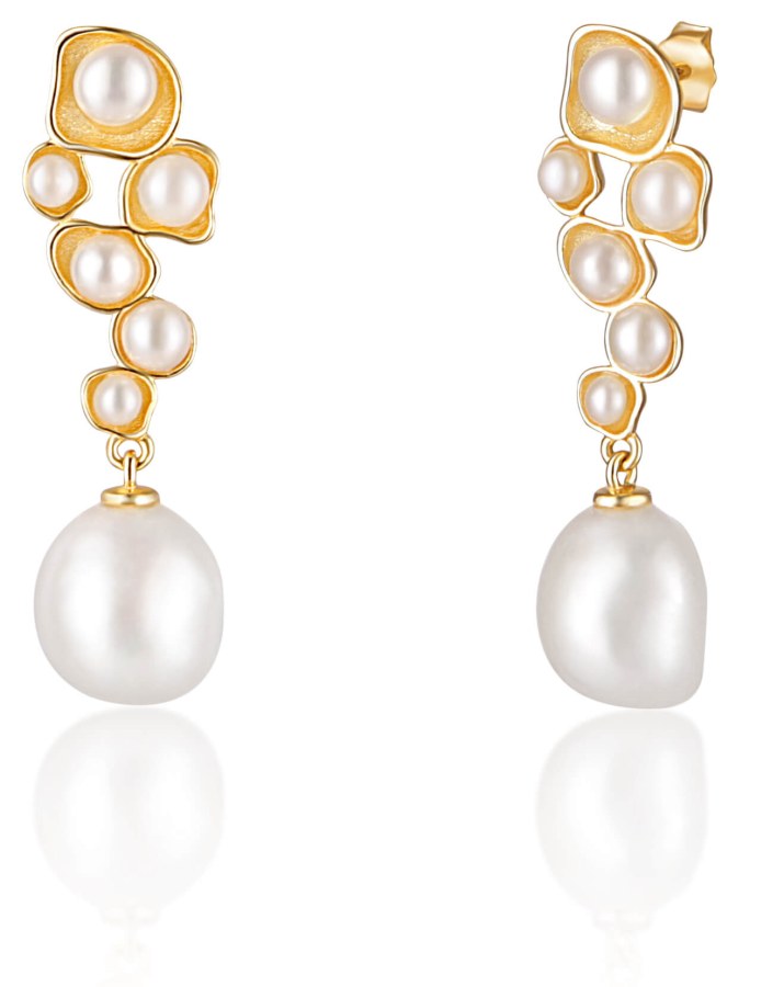 JwL Luxury Pearls Pozlacené perlové náušnice JL0655 - Náušnice Visací náušnice