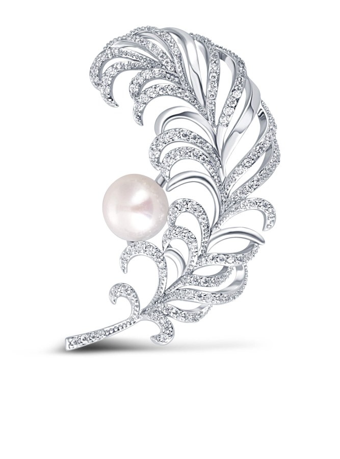 JwL Luxury Pearls Překrásná perlová brož Peříčko JL0699 - Brože