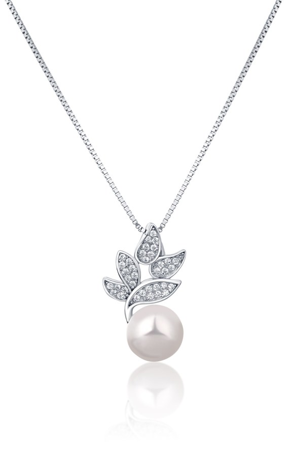 JwL Luxury Pearls Překrásný stříbrný náhrdelník s pravou perlou a zirkony JL0785 (řetízek, přívěsek)