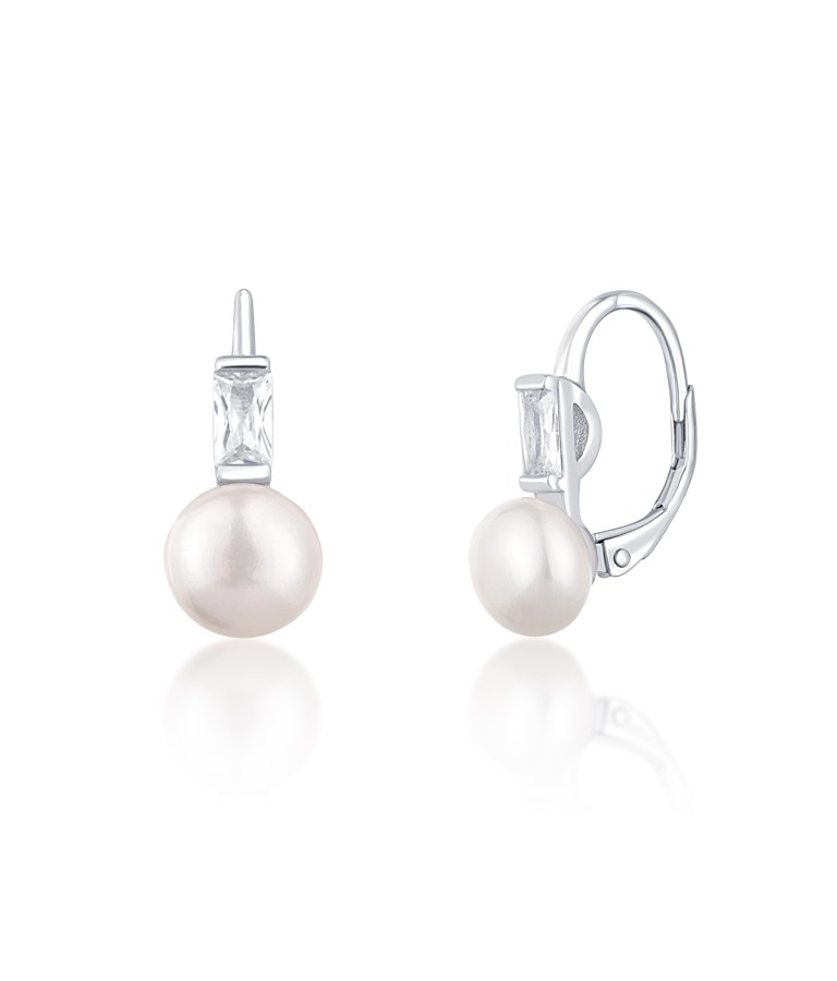 JwL Luxury Pearls Půvabné stříbrné náušnice s pravými perlami JL0716 - Náušnice Visací náušnice