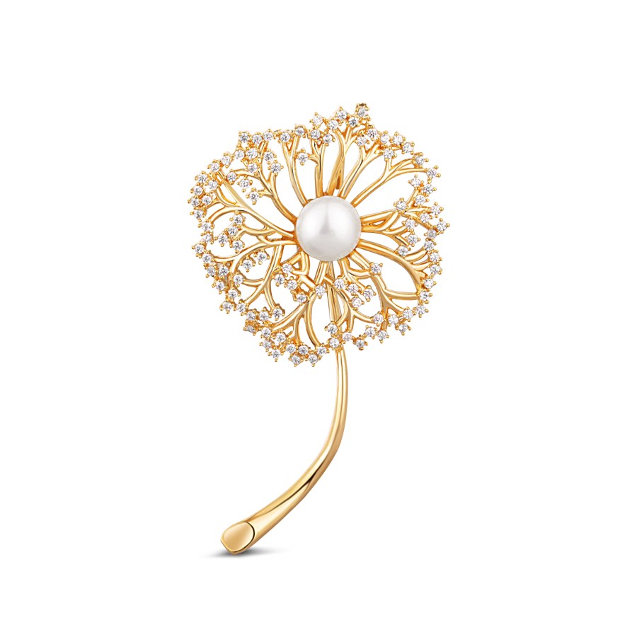 JwL Luxury Pearls Romantická pozlacená brož 2v1 s pravou bílou perlou JL0729 - Brože