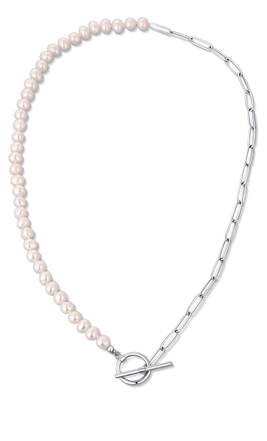JwL Luxury Pearls Trendy ocelový náhrdelník s pravými říčními perlami JL0788 - Náhrdelníky
