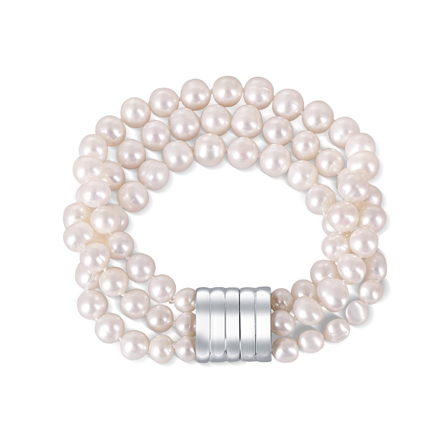JwL Luxury Pearls Třířadý náramek z pravých bílých perel JL0668 - Náramky Perlové náramky